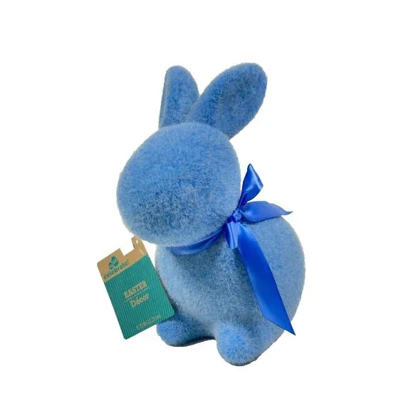 Way To Celebrate Easter Flocked Blue Bunny 9" Lightweight Decor - Picture 5 of 13